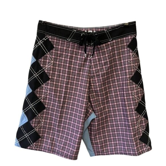 Mada Pink And Blue Board Shorts Sz 30 beachycoastal resort wear - Picture 1 of 10